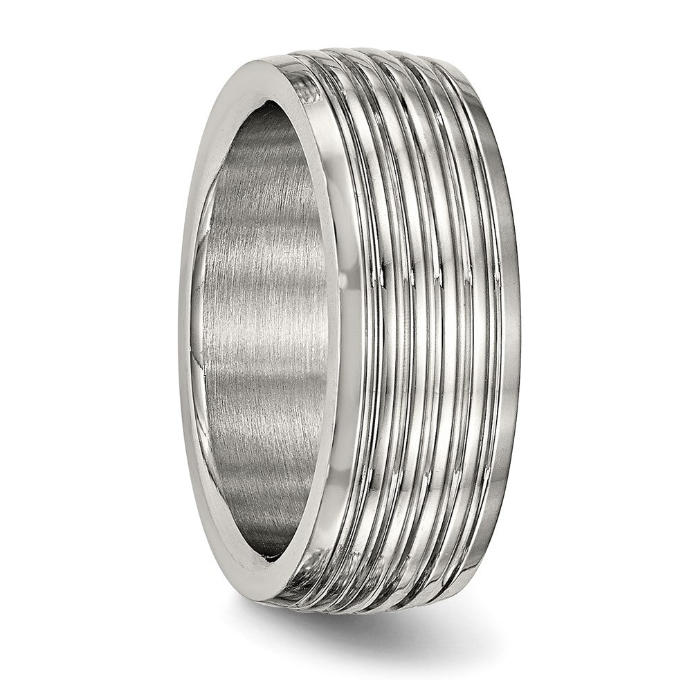 Stainless Steel Polished 8mm Grooved Band