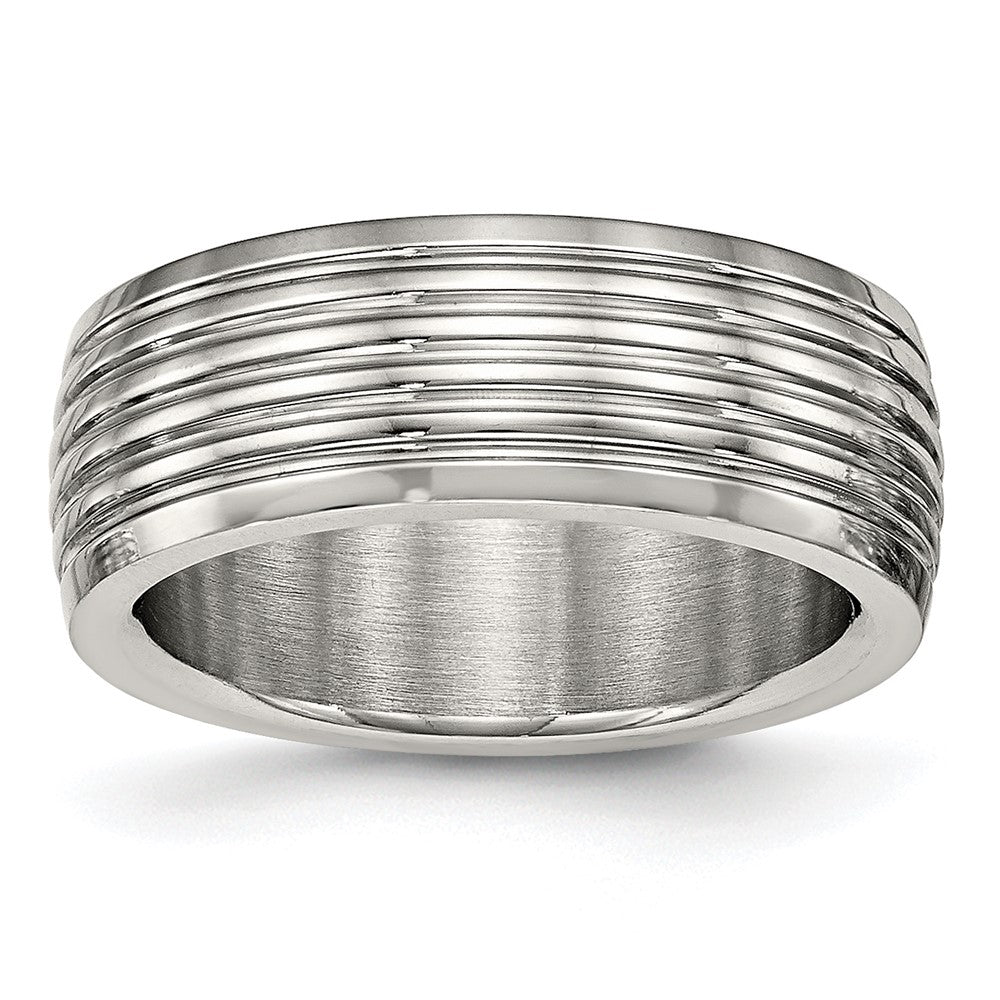 Stainless Steel Polished 8mm Grooved Band