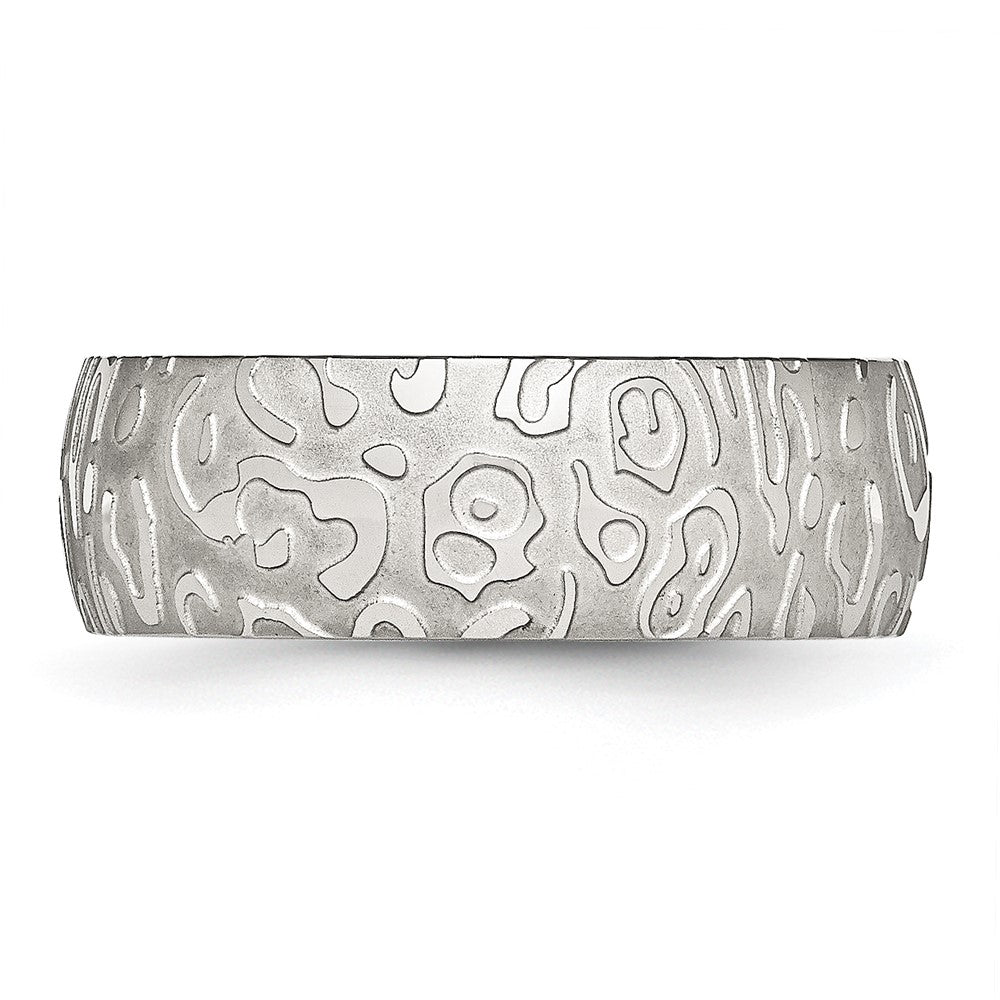 Chisel Stainless Steel Brushed and Polished Textured 8mm Band