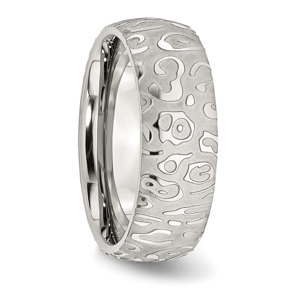 Chisel Stainless Steel Brushed and Polished Textured 8mm Band