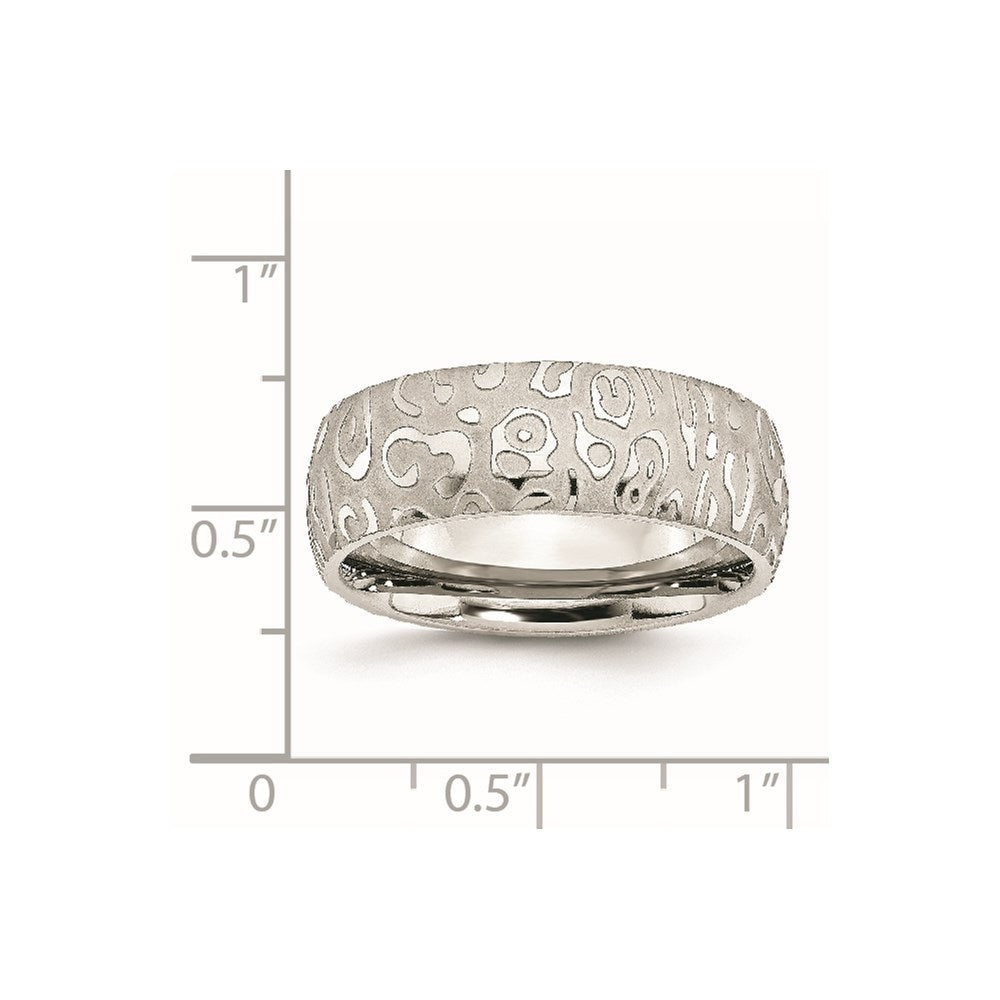 Chisel Stainless Steel Brushed and Polished Textured 8mm Band