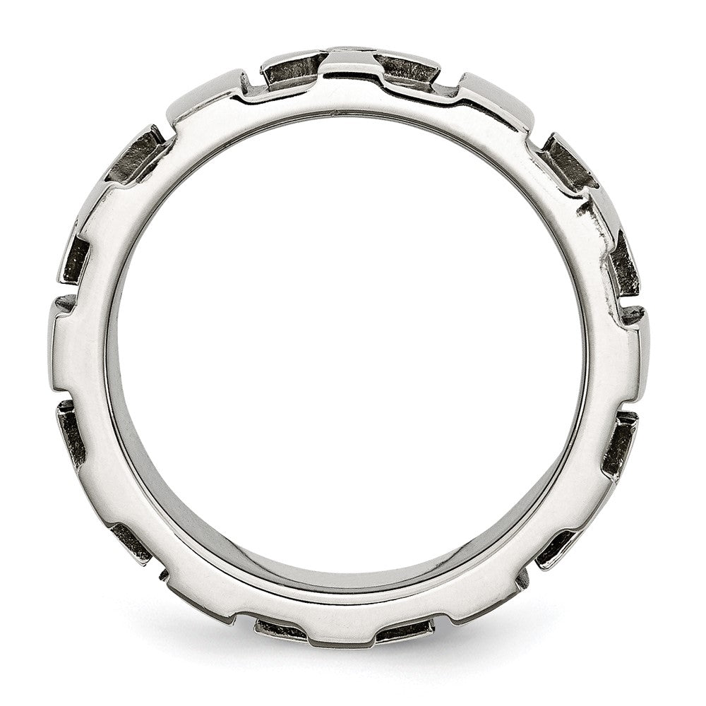 Chisel Stainless Steel Brushed and Polished 3pt Diamond Cross 9mm Band