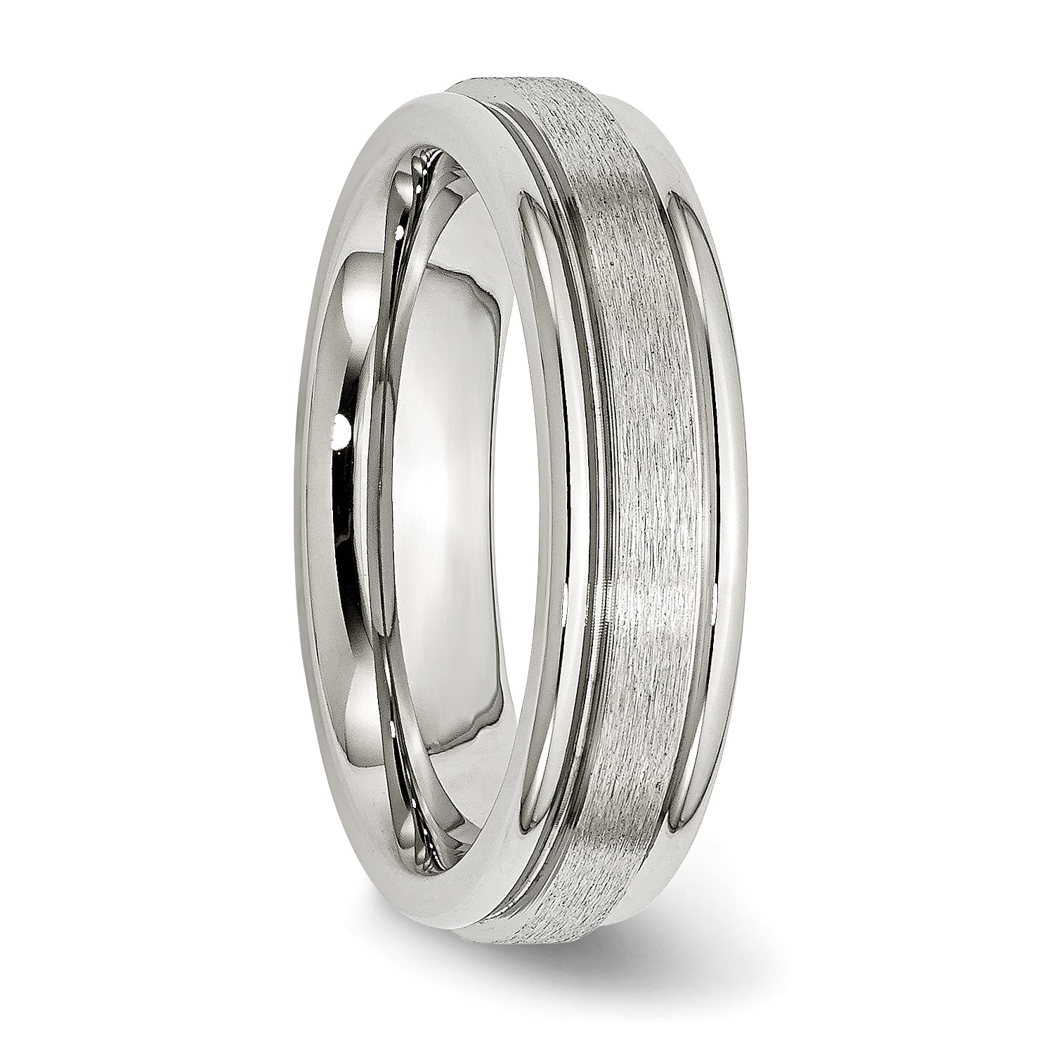 Chisel Stainless Steel Polished with Satin Center 6mm Grooved Edge Band