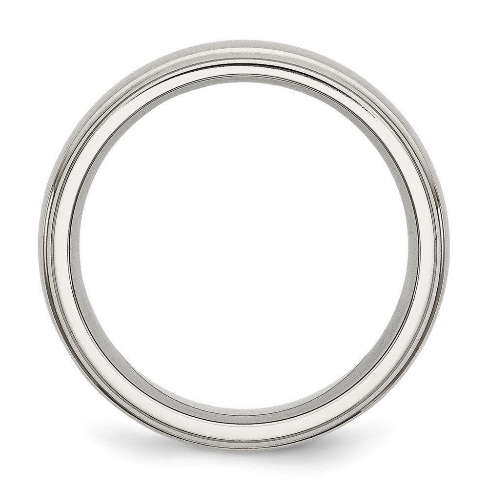 Chisel Stainless Steel Polished with Brushed Center 7mm Ridged Edge Band