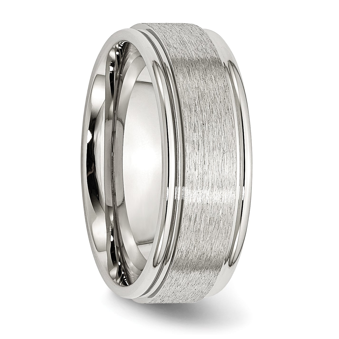 Chisel Stainless Steel Brushed and Polished 8mm Grooved Edge Band