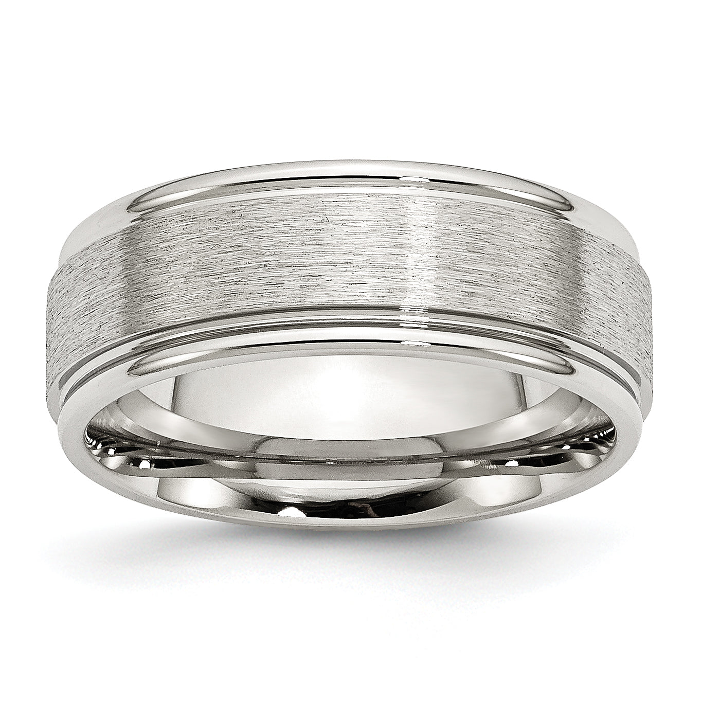 Chisel Stainless Steel Brushed and Polished 8mm Grooved Edge Band