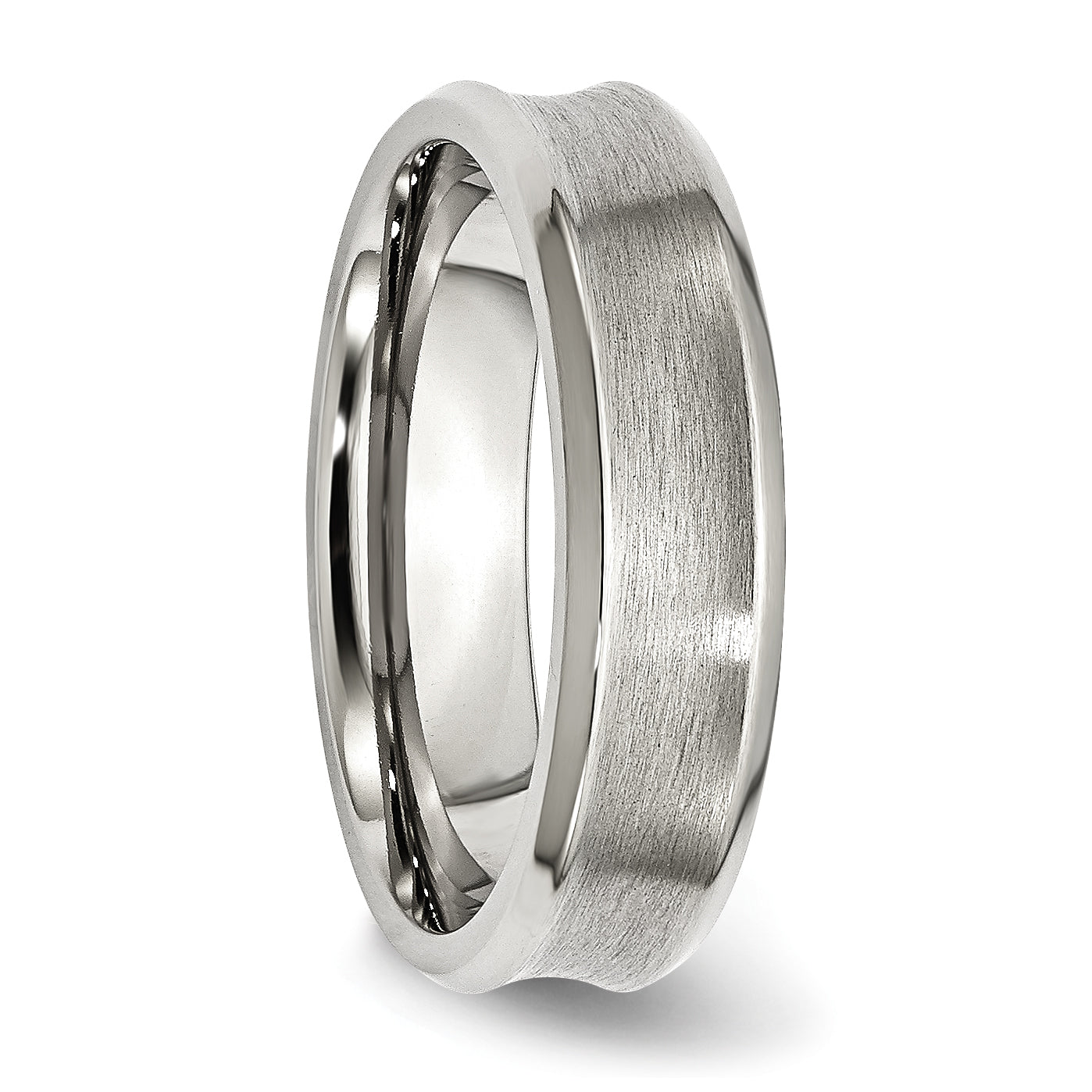 Chisel Stainless Steel Brushed and Polished Concave 6mm Beveled Edge Band