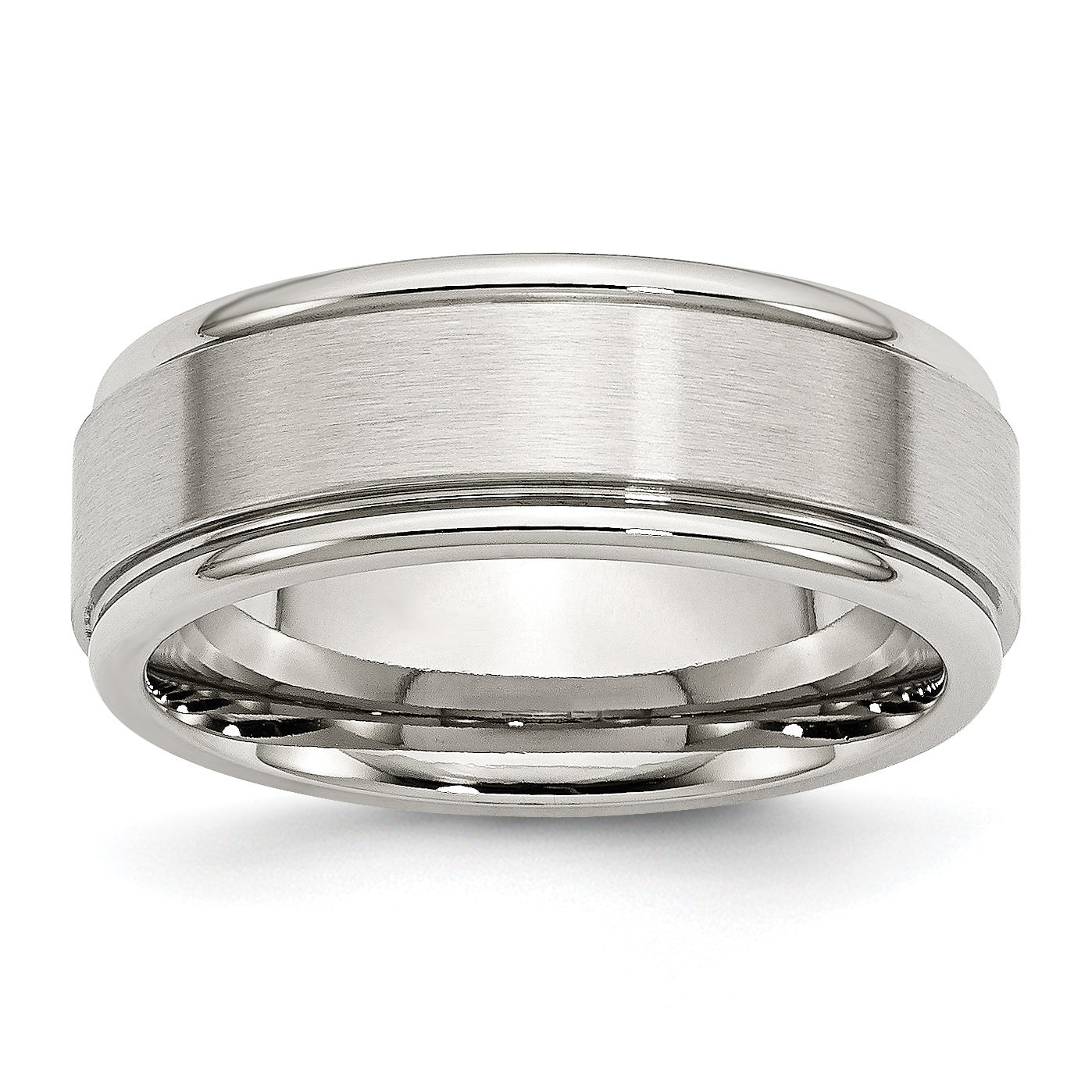 Chisel Stainless Steel Polished with Brushed Center 8mm Ridged Edge Band