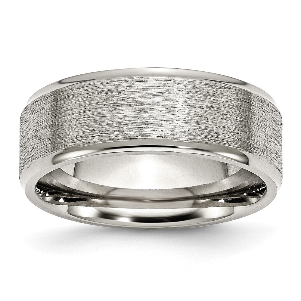 Chisel Stainless Steel Polished with Grain Finish Center 8mm Ridged Edge Band
