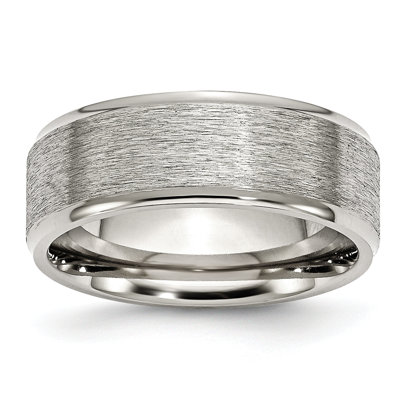 Chisel Stainless Steel Polished with Grain Finish Center 8mm Ridged Edge Band