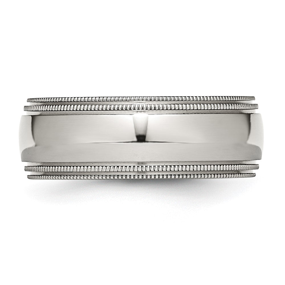 Stainless Steel Grooved and Beaded 8mm Polished Band