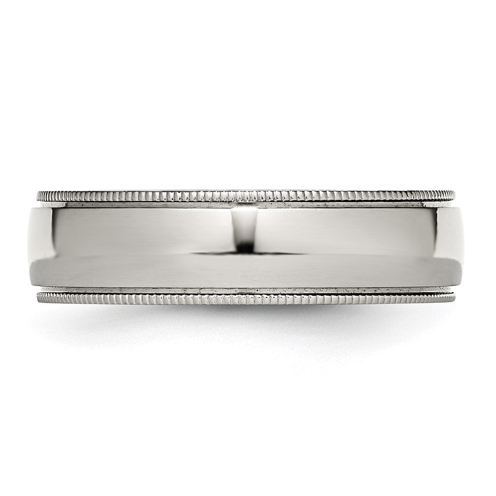 Chisel Stainless Steel Polished 6mm Grooved and Beaded Band