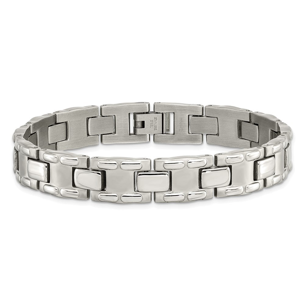 Chisel Stainless Steel Brushed and Polished 8.75 inch Link Bracelet