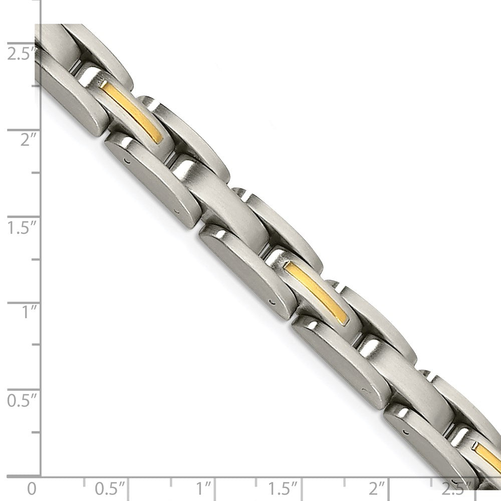 Chisel Stainless Steel with 14k Gold Accent Brushed 8 inch Link Bracelet