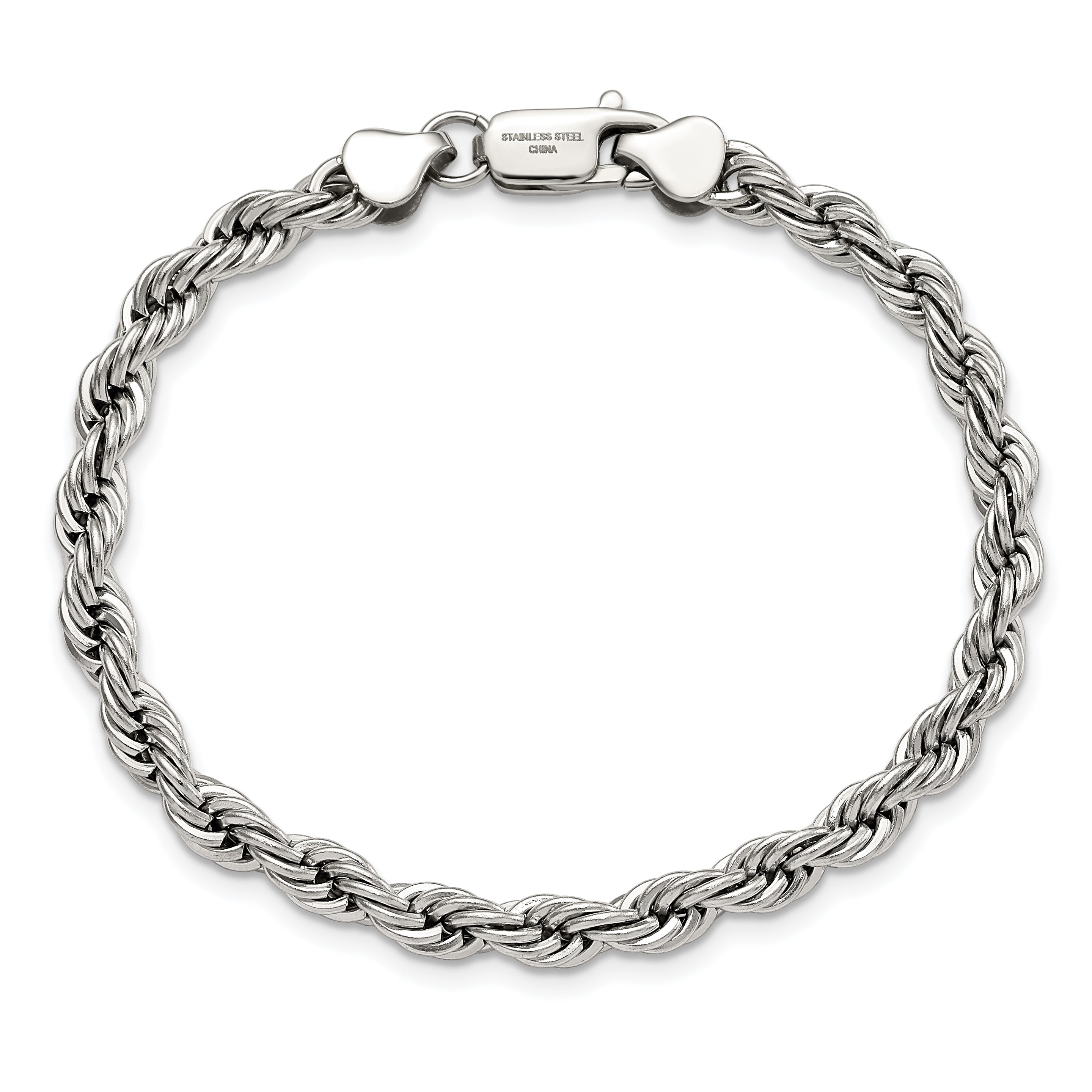 Chisel Stainless Steel Polished 6mm 9 inch Rope Bracelet