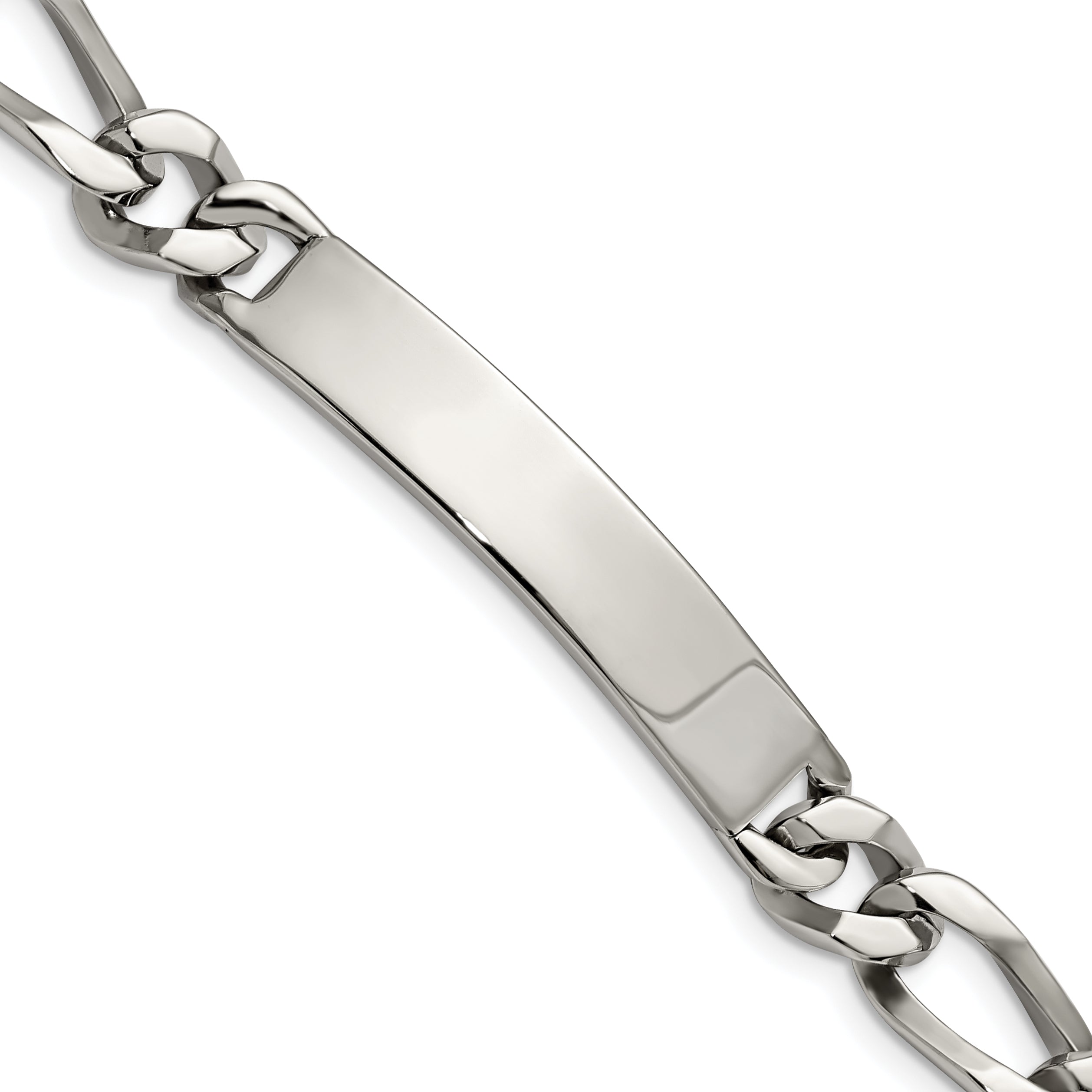 Chisel Stainless Steel Polished Figaro 9.25 Inch Large Id Bracelet