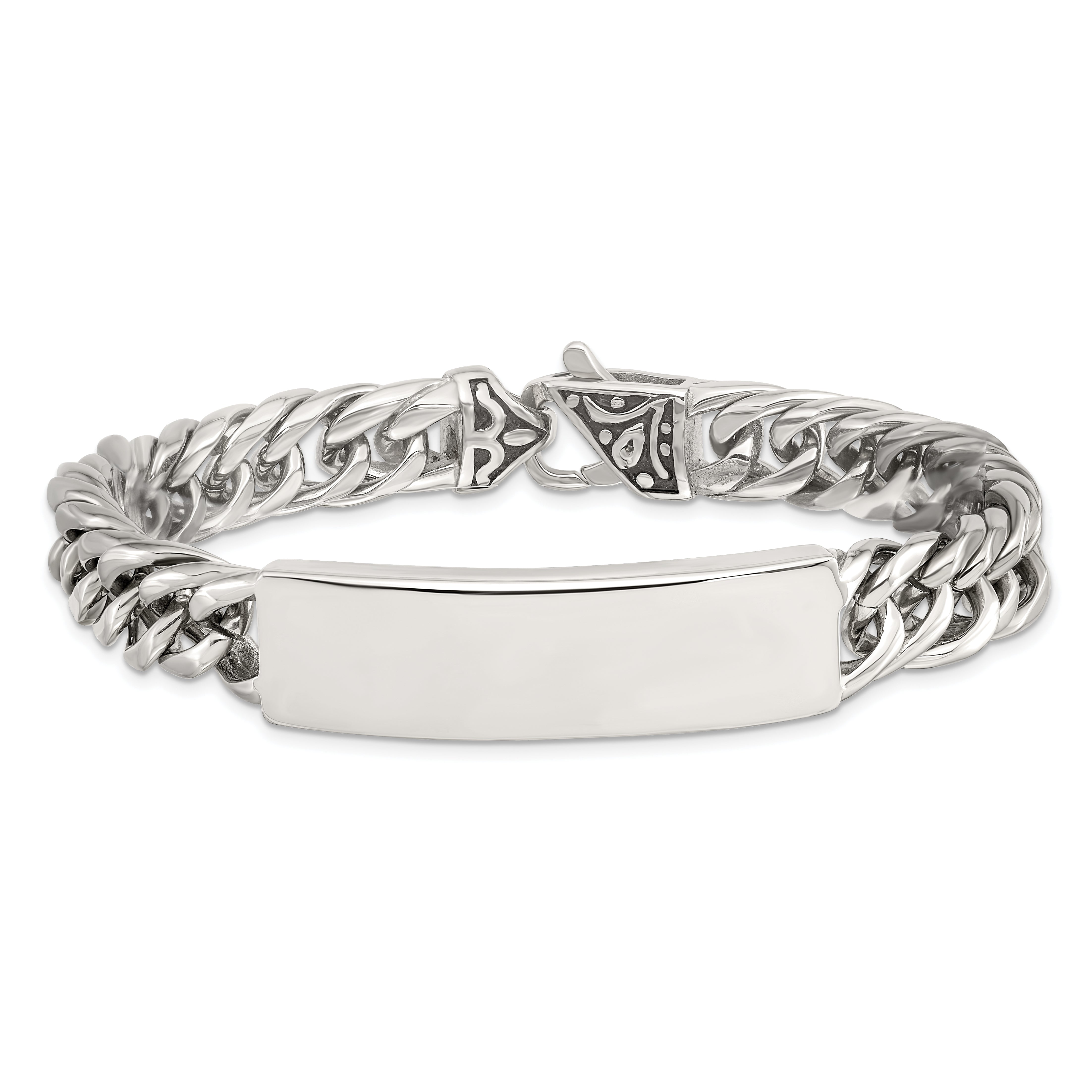 Chisel Stainless Steel Antiqued And Polished Curb Chain 8.5 Inch Id Bracelet