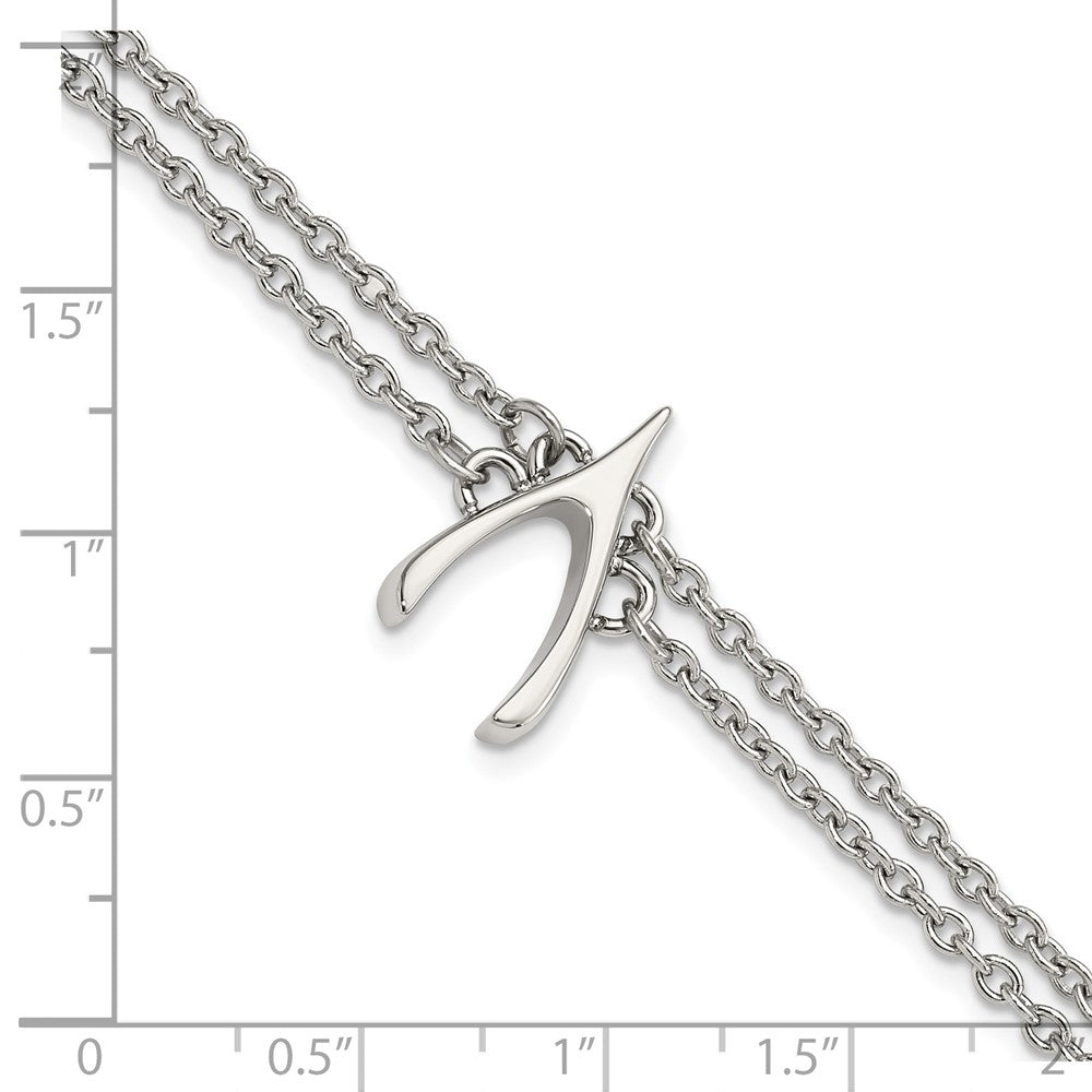 Stainless Steel Polished 2-Strand Wishbone Bracelet