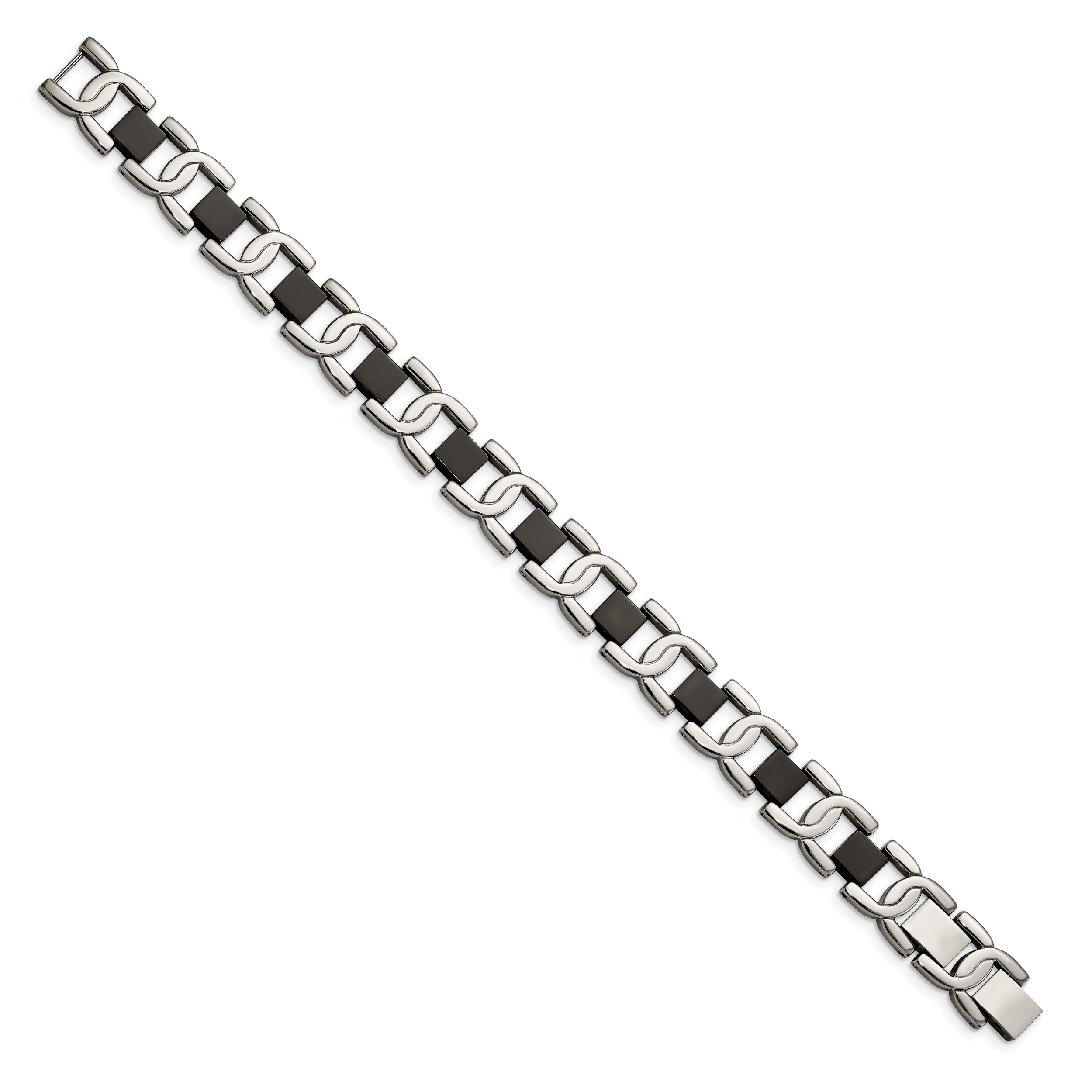 Chisel Stainless Steel Polished Black IP-plated 8 inch Fancy Link Bracelet