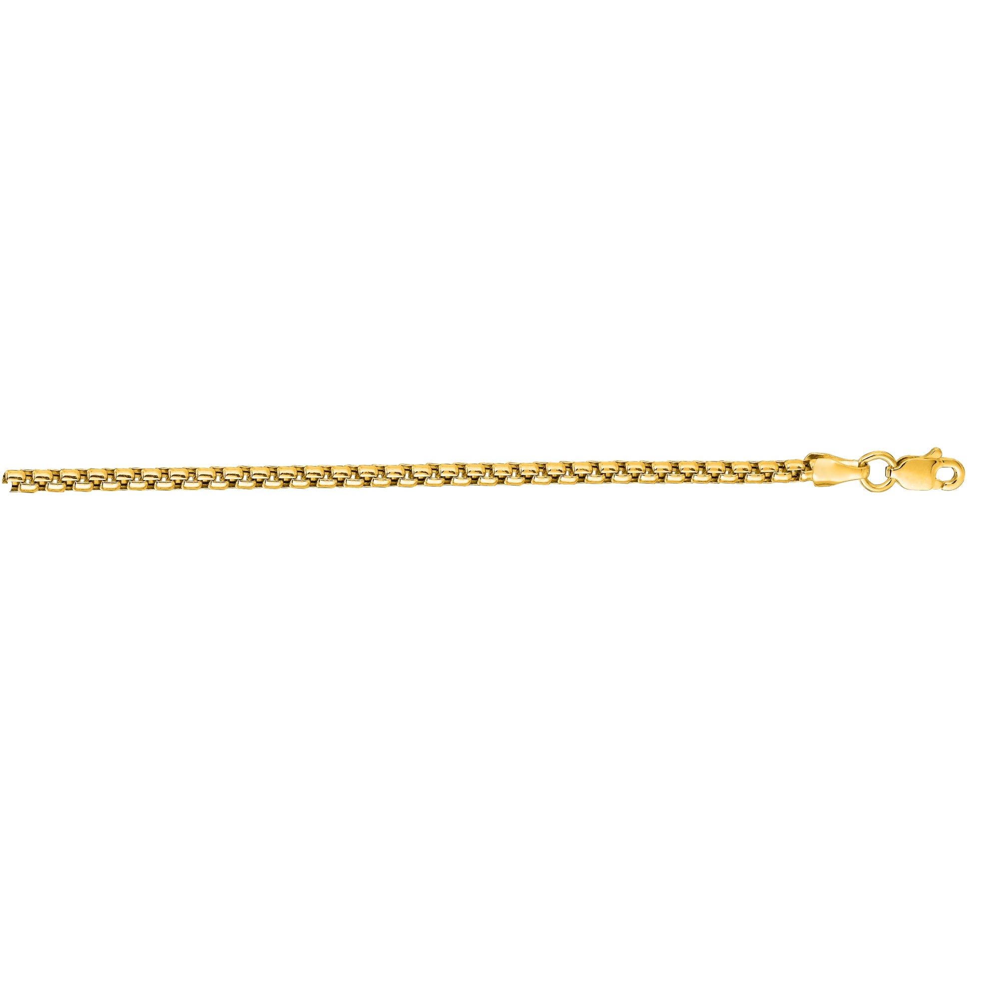 14K Yellow Gold 3.6mm 24" Solid Round Box Chain with Lobster Clasp