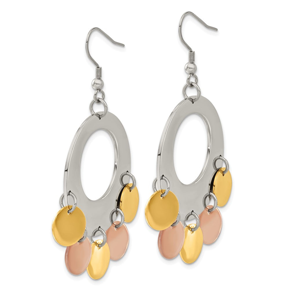 Stainless Steel and Gold-tone & Rose-tone IP-plated Fancy Dangle Earrings