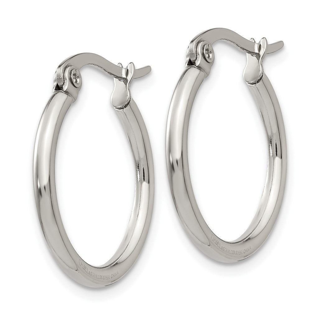 Chisel Stainless Steel Polished 19.5mm Diameter 2mm Hoop Earrings