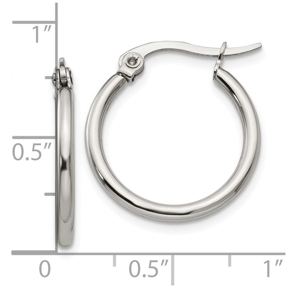 Chisel Stainless Steel Polished 19.5mm Diameter 2mm Hoop Earrings