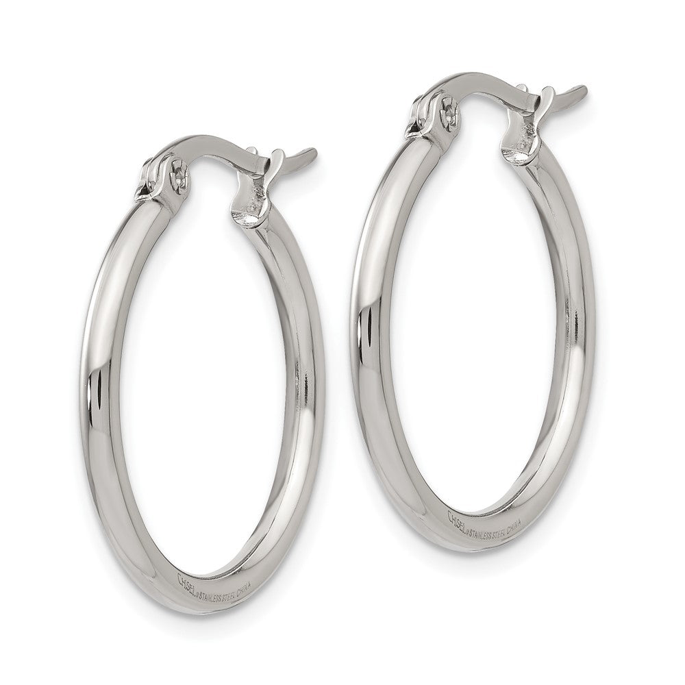 Chisel Stainless Steel Polished 22mm Diameter 2mm Hoop Earrings