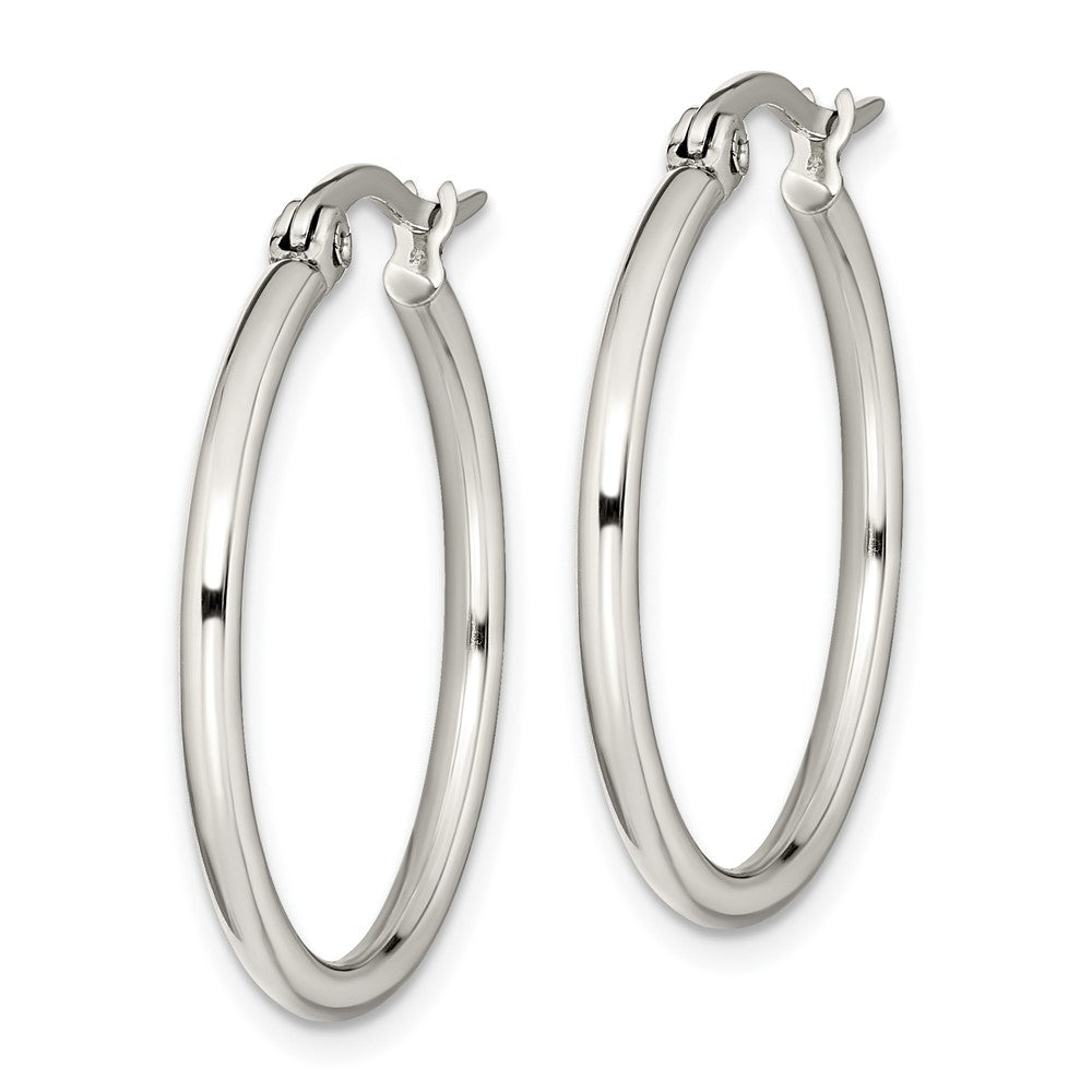 Chisel Stainless Steel Polished 27mm Diameter 2mm Hoop Earrings