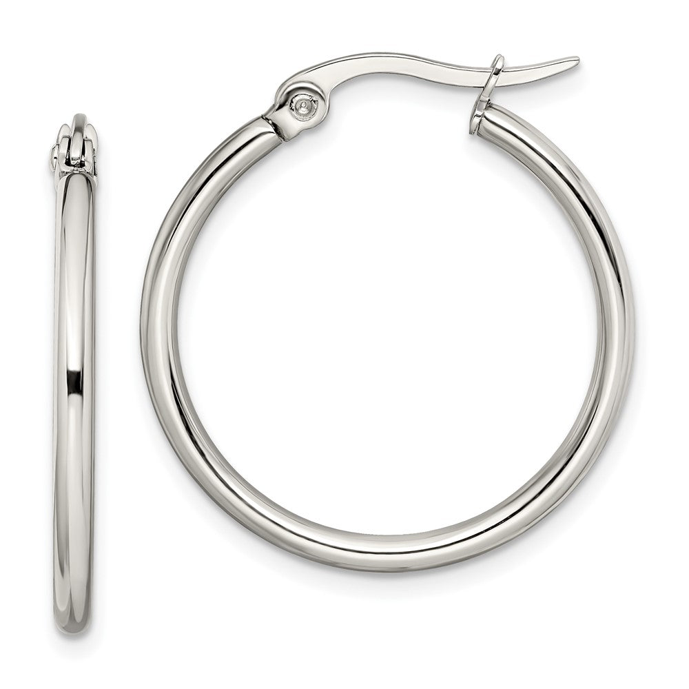 Chisel Stainless Steel Polished 27mm Diameter 2mm Hoop Earrings
