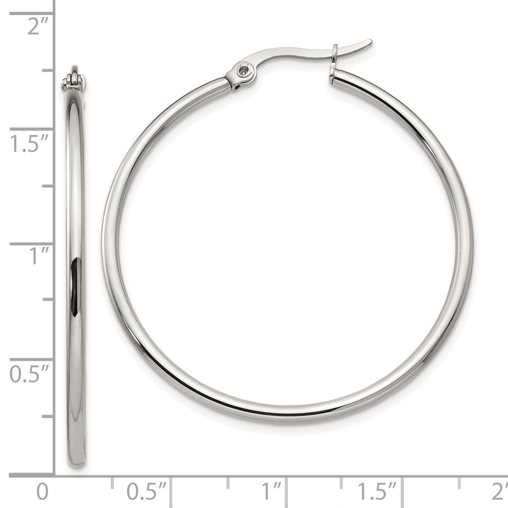 Chisel Stainless Steel Polished 40.5mm Diameter 2mm Hoop Earrings