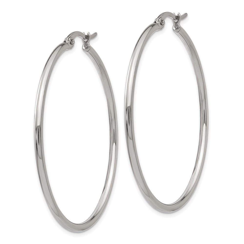 Chisel Stainless Steel Polished 37mm Diameter 2mm Hoop Earrings