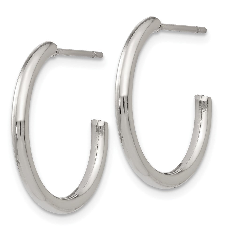 Chisel Stainless Steel Polished 19mm Diameter 2mm J Hoop Post Earrings