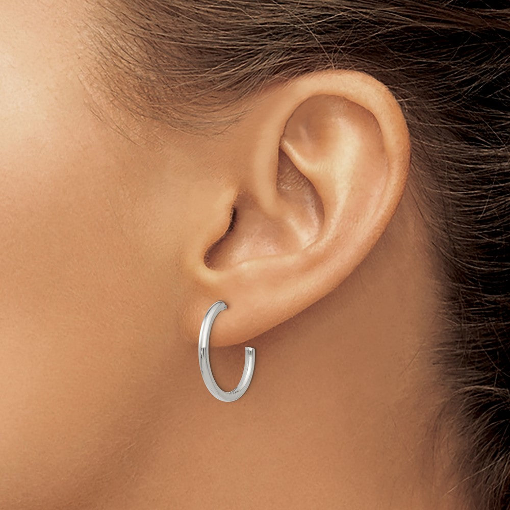 Chisel Stainless Steel Polished 19mm Diameter 2mm J Hoop Post Earrings