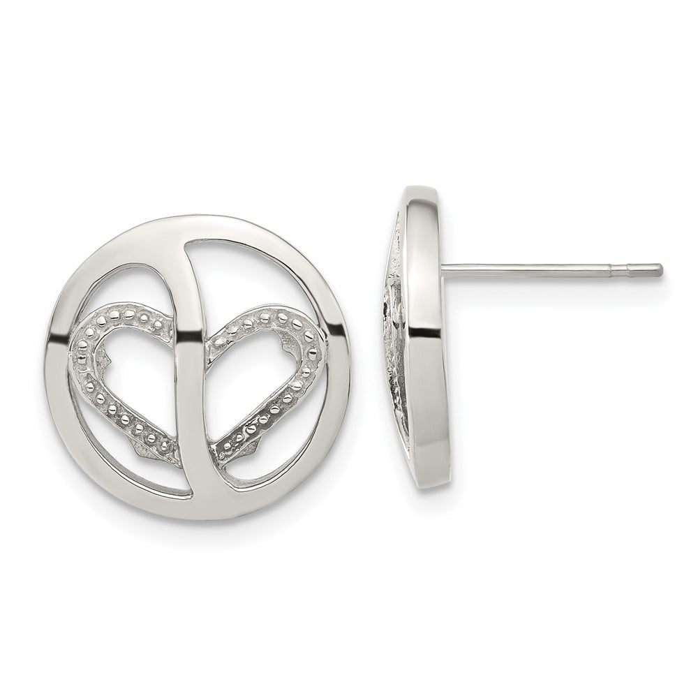 Stainless Steel CZ Circle Heart Earrings