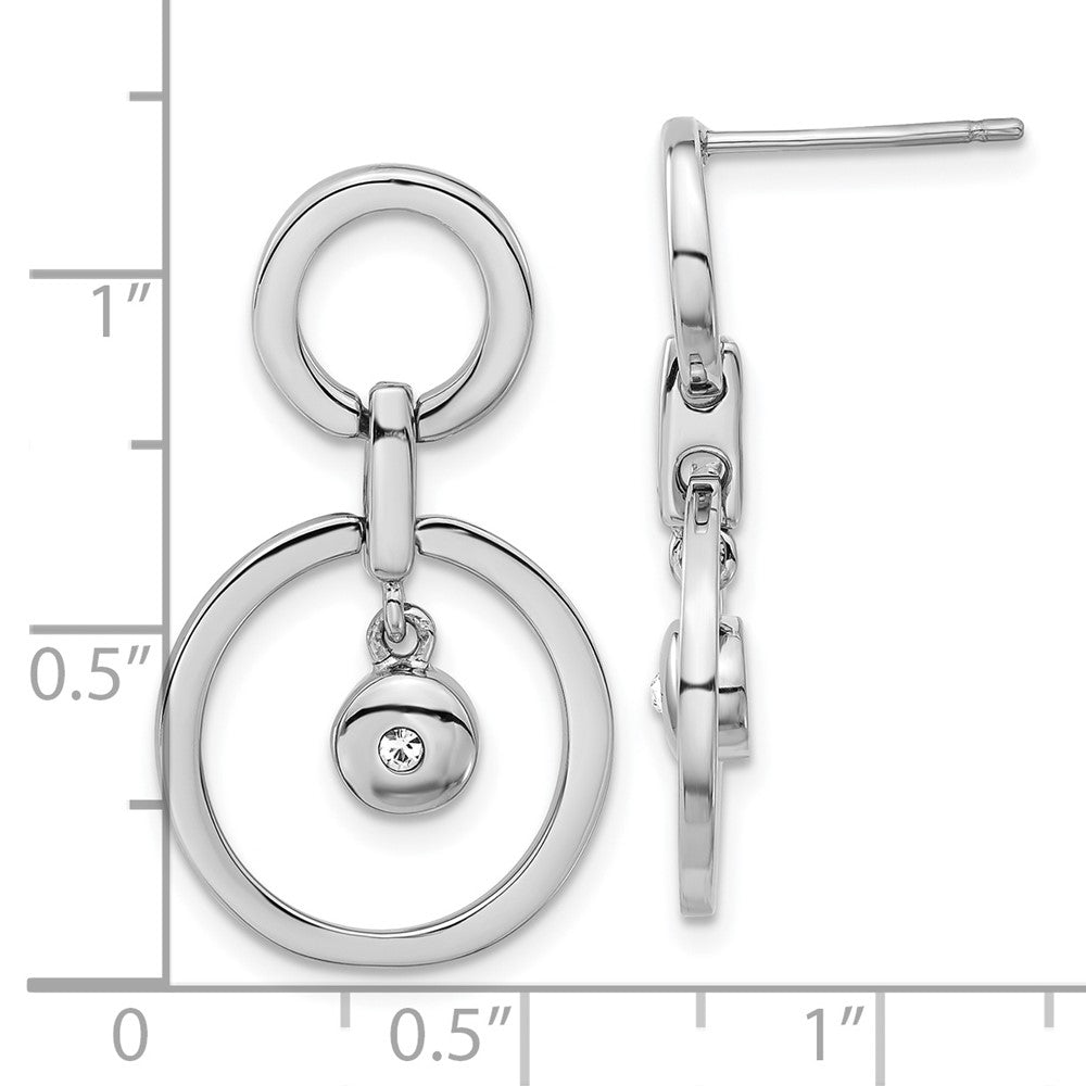 Stainless Steel Polished CZ Circles Post Dangle Earrings