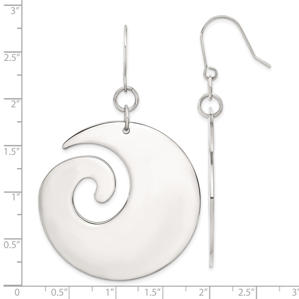 Stainless Steel Swirl Dangle Earrings