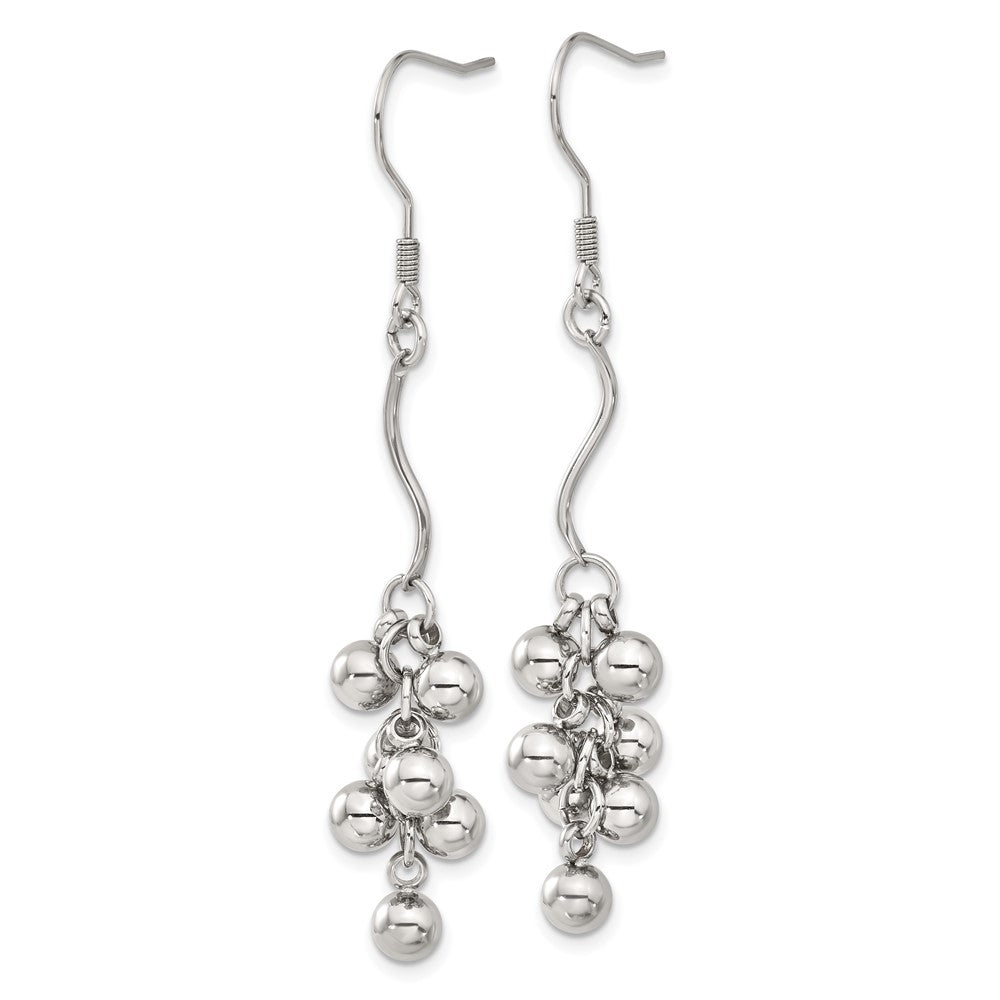 Stainless Steel Polished Beads Dangle Earrings