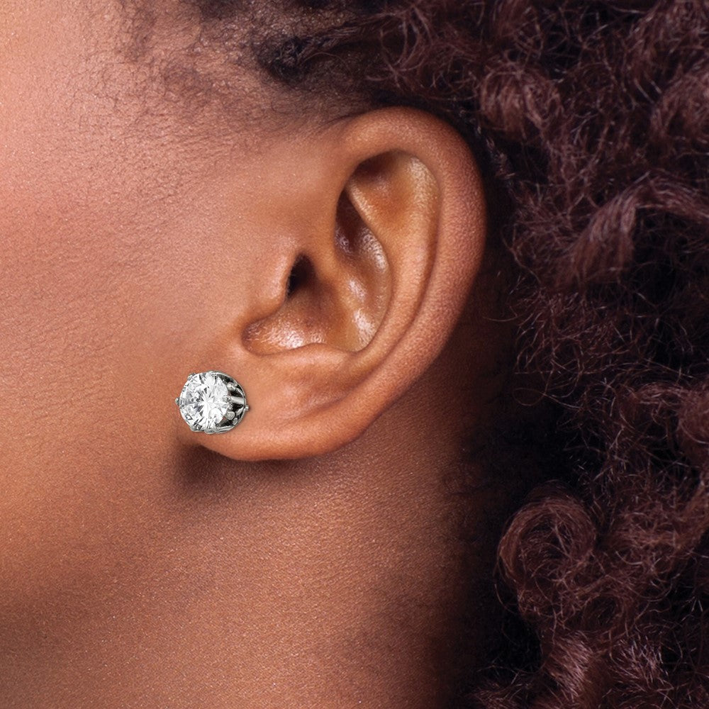 Chisel Stainless Steel Antiqued and Polished Round CZ Post Earrings