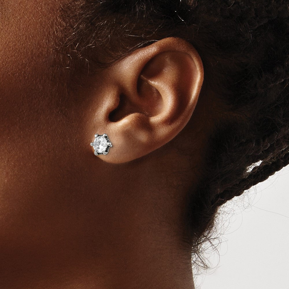 Chisel Stainless Steel Antiqued and Polished CZ Post Earrings