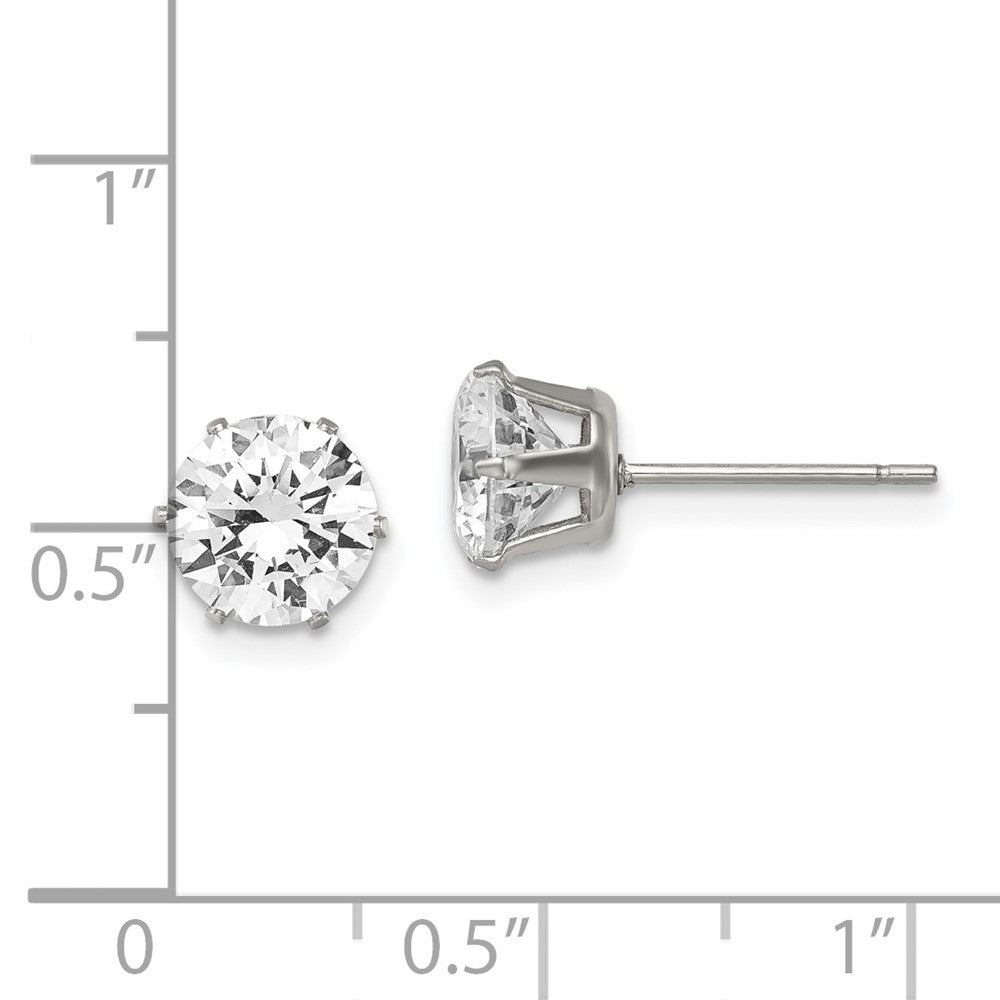 Chisel Stainless Steel Polished 7mm Round CZ Stud Post Earrings