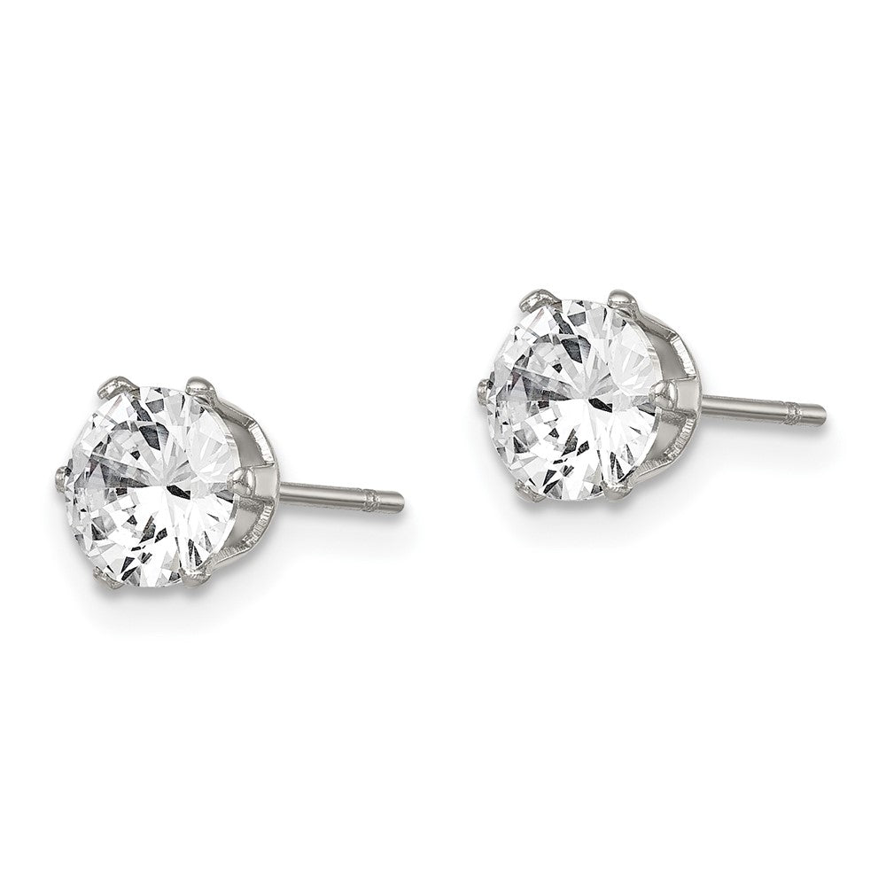 Chisel Stainless Steel Polished 6mm Round CZ Stud Post Earrings