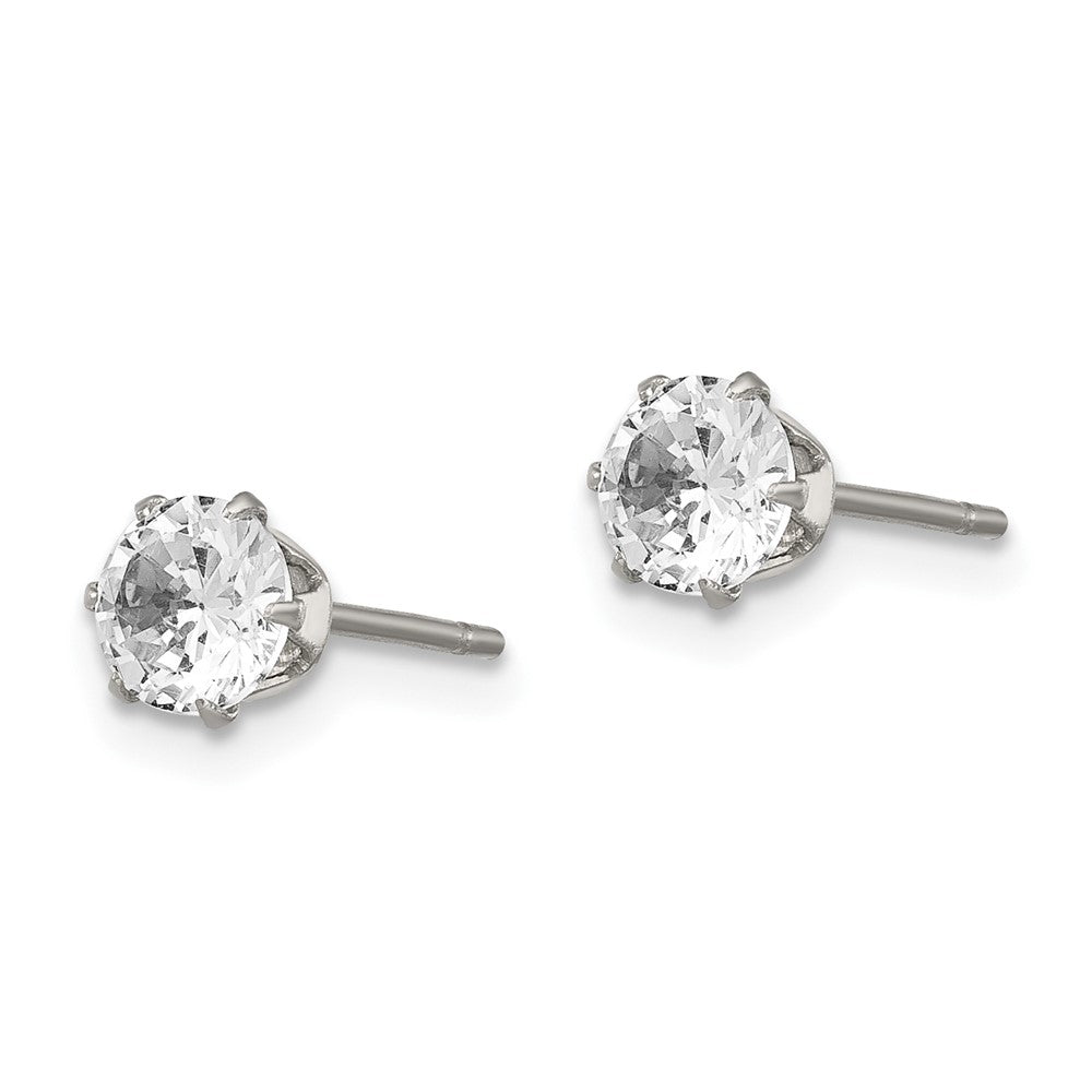 Chisel Stainless Steel Polished 5mm Round CZ Stud Post Earrings
