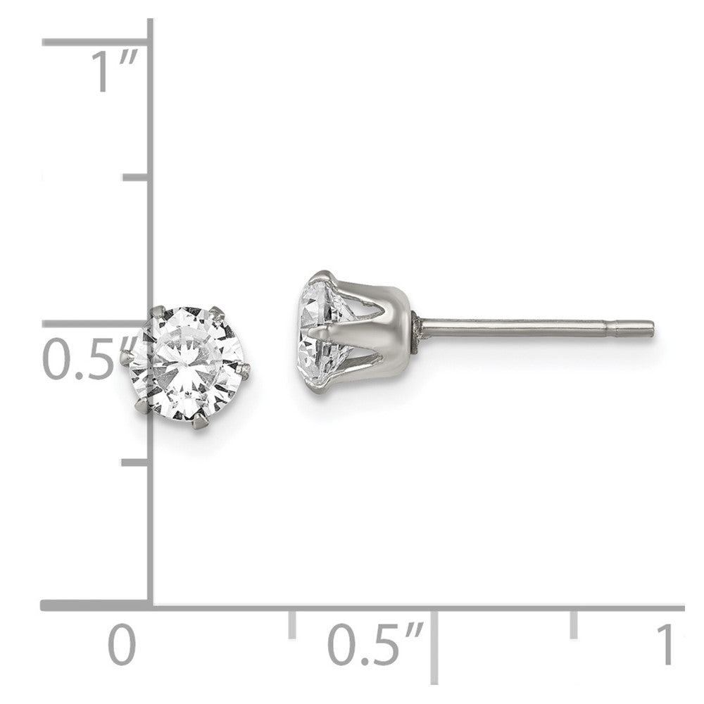 Chisel Stainless Steel Polished 5mm Round CZ Stud Post Earrings