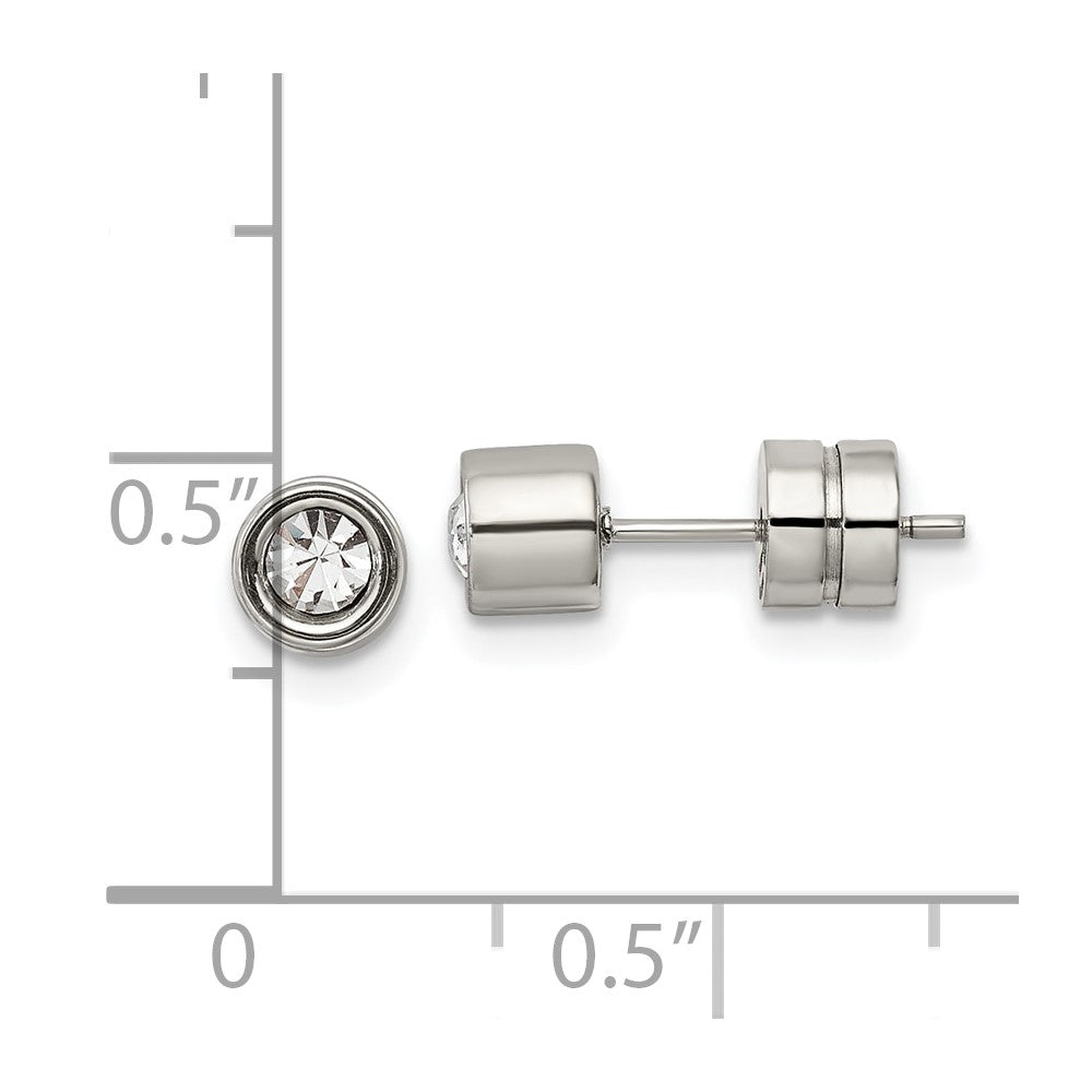 Chisel Stainless Steel Polished CZ Bezel Post Earrings