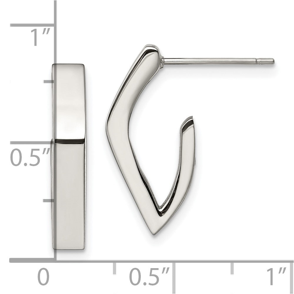 Chisel Stainless Steel Polished J Post Earrings