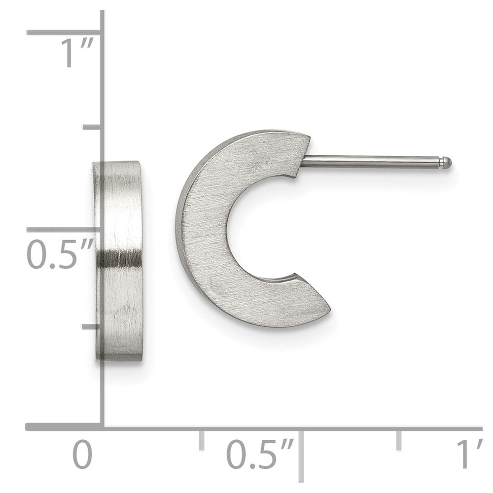 Chisel Stainless Steel Brushed J Hoop Post Earrings