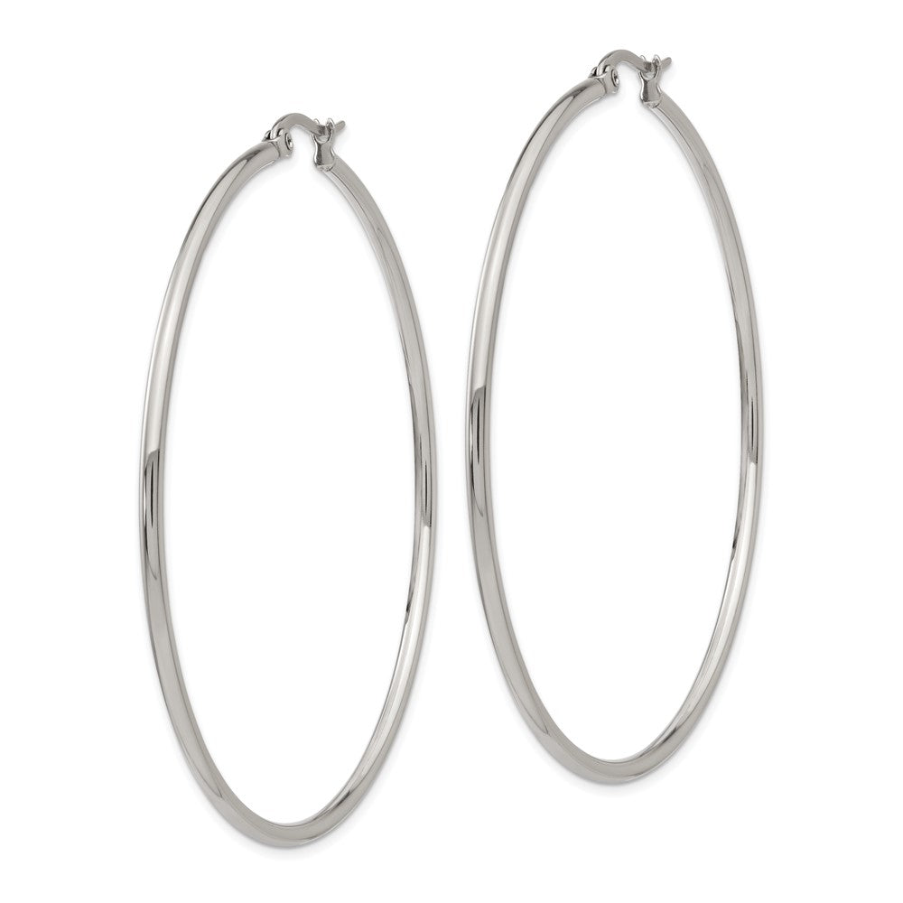 Chisel Stainless Steel Polished 60mm Diameter 2mm Hoop Earrings