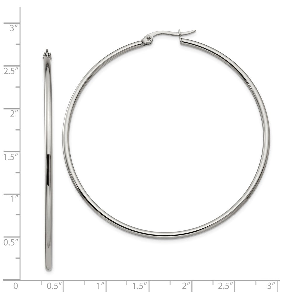 Chisel Stainless Steel Polished 60mm Diameter 2mm Hoop Earrings