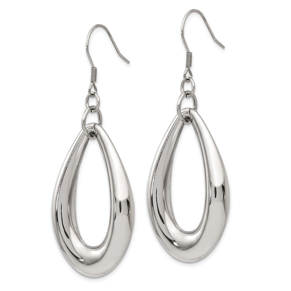 Chisel Stainless Steel Polished Teardrop Dangle Shepherd Hook Earrings